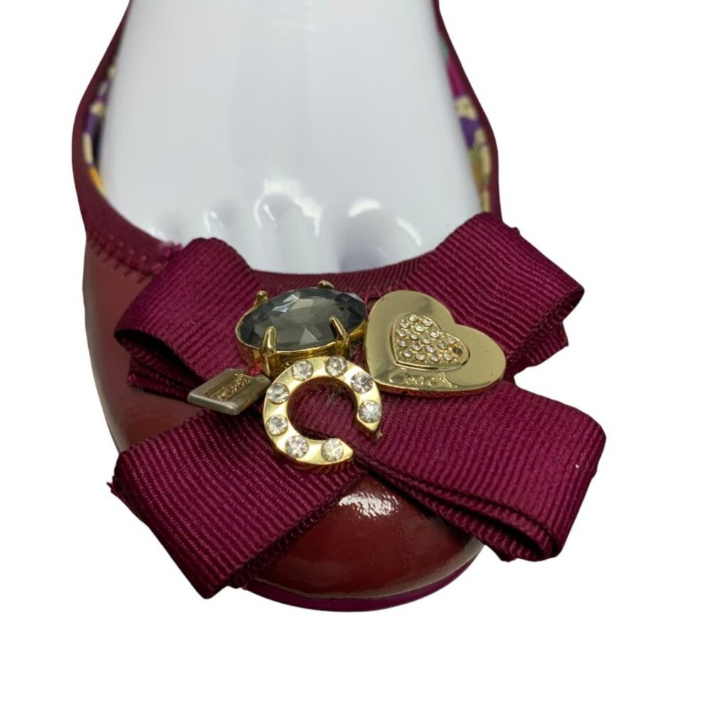 Coach Poppy Caper Magenta Patent Leather Embellished‎ Ballet Flats - Picture 5 of 13
